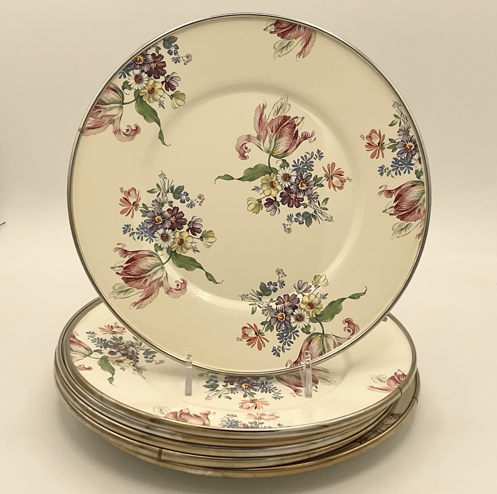 Mackenzie Childs 1995 Camp Enamel 8” Plates Set NOS - Lovely