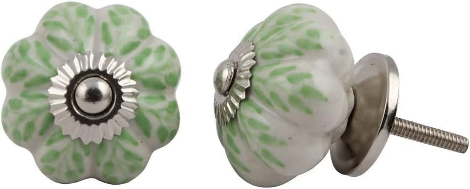Set of 12 Pieces Leaf Floral Ceramic White Cabinet Knobs Furniture Handle Drawer