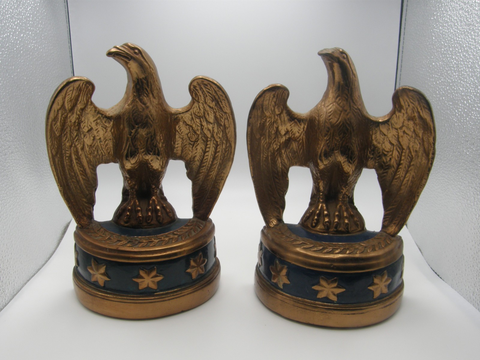 Antique Marion Bronze Co. c.1940 Federal Eagle Bookend, JFK Jr Replica Blue Base