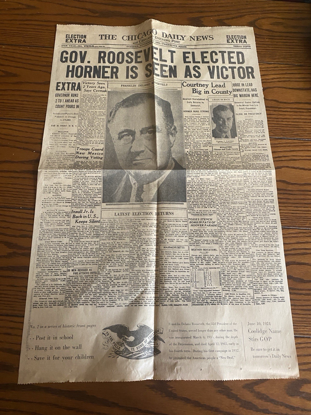 The Chicago Daily News from November 9, 1932 : President Franklin D Roosevelt