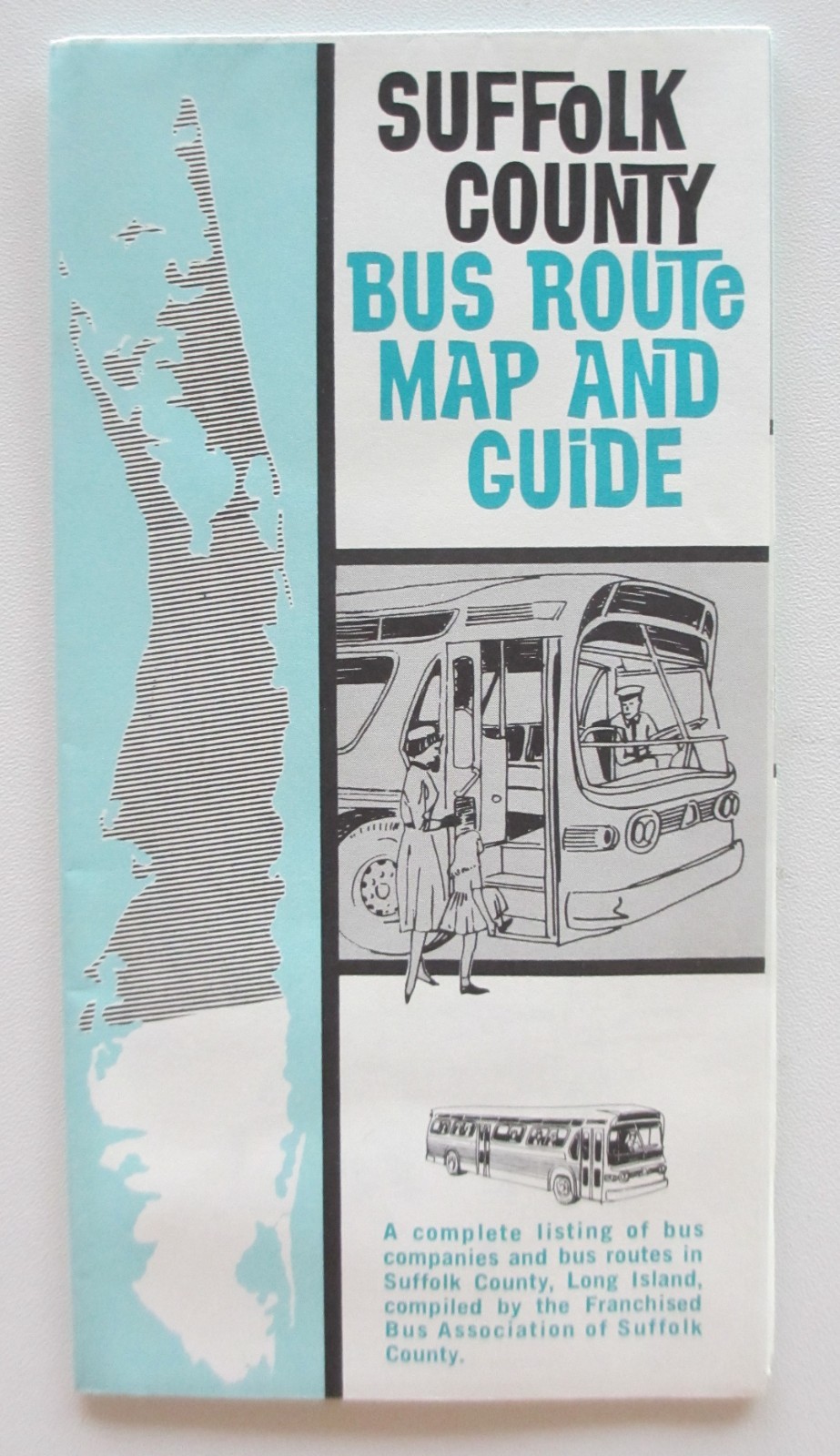 Vintage Suffolk County Bus Route Map Guide Long Island New York City Suburbs NY