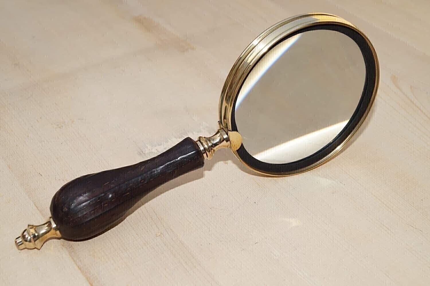 Brass Handheld Magnifying Glass Book Reader Magnifier Handle Desk Top Item