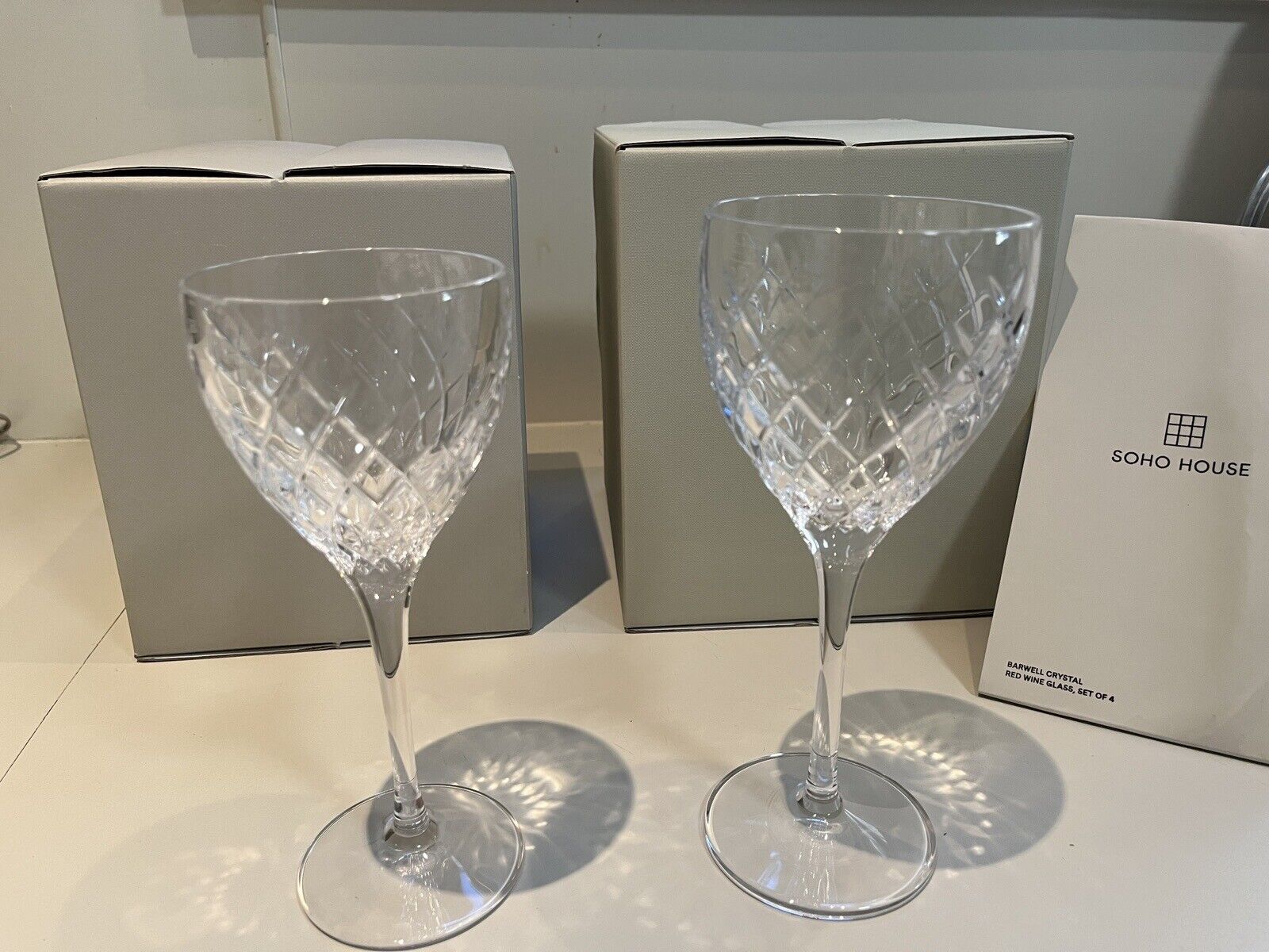 8 Brand New Barwell Crystal Wine Glasses