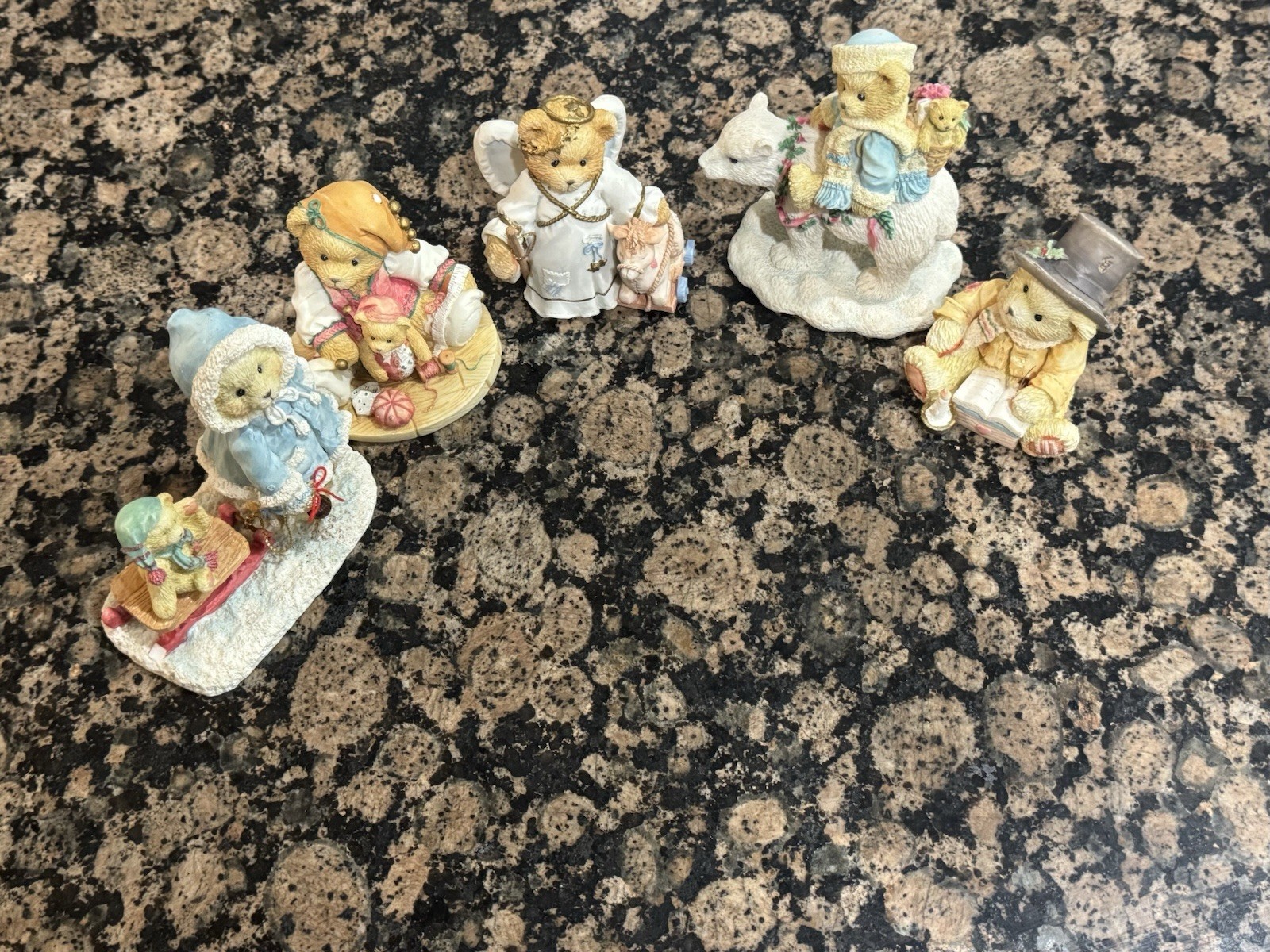 5 Vintage Cherished Teddies Lot Holiday Angel Figurines Enesco 90s Grandma Chic