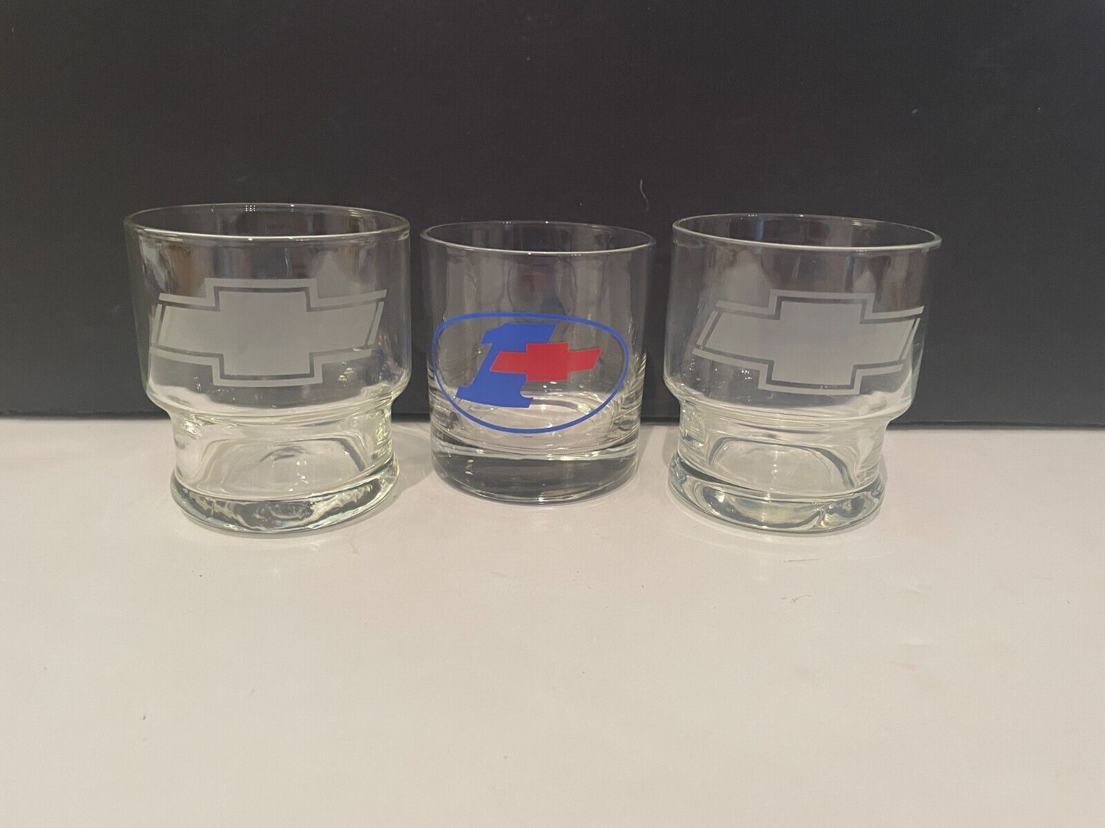 Three (3) Chevy / Chevrolet Rocks Glasses - Two Different Styles