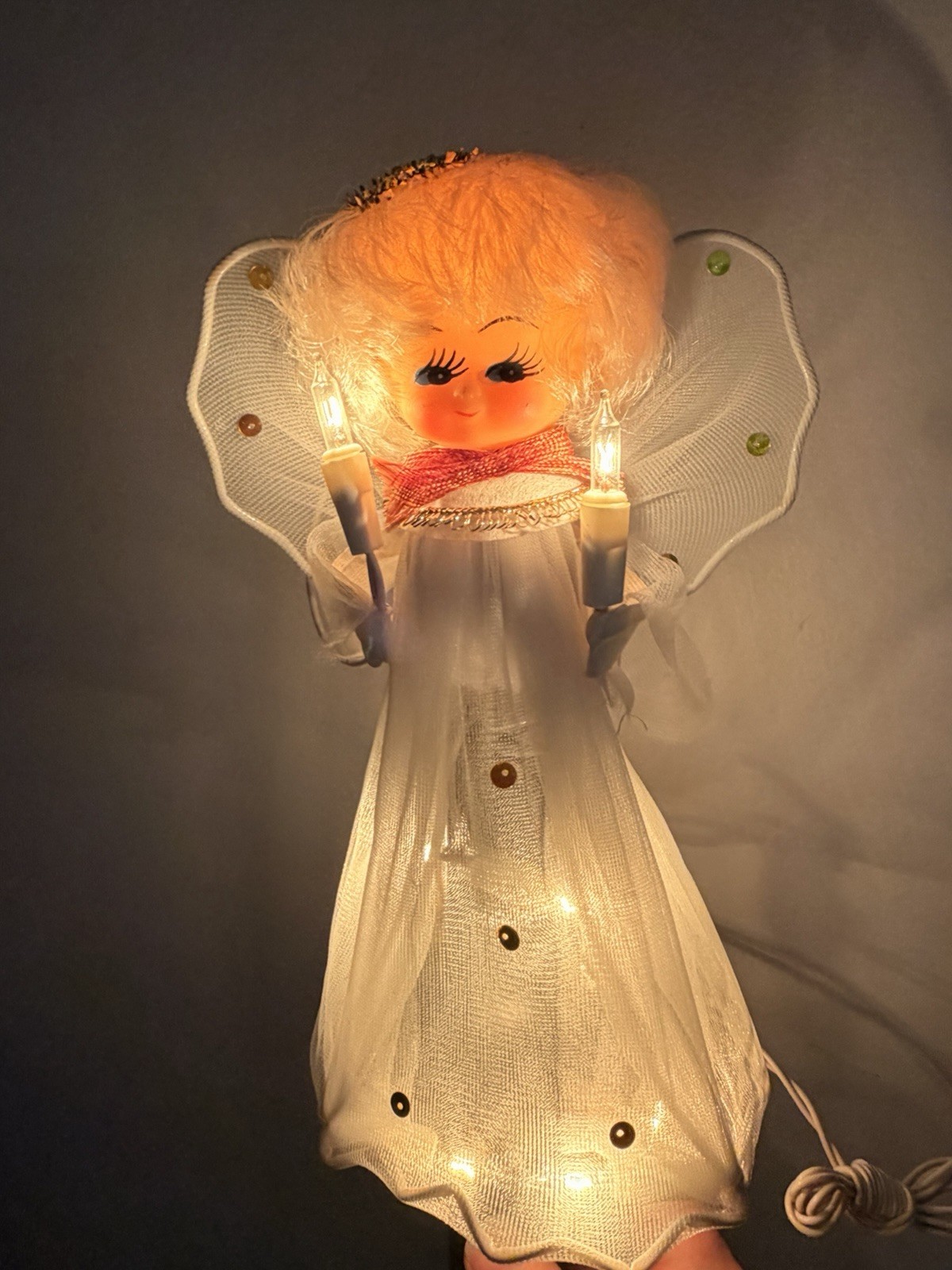 Vintage Santa\'s World Angel Tree Topper In Original Box ~Works