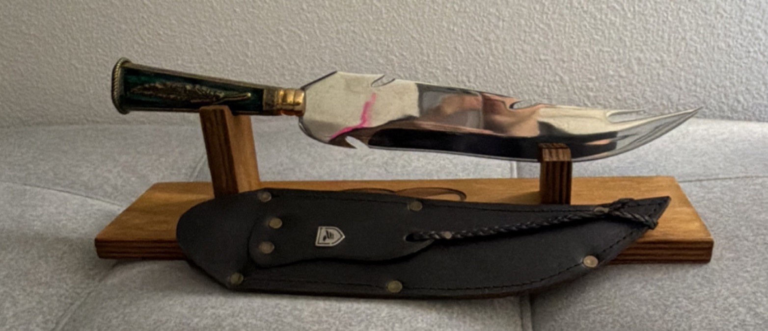 Handmade Brazilian Artisan Knife 10” Blade Custom Collector Knife w/ Sheath