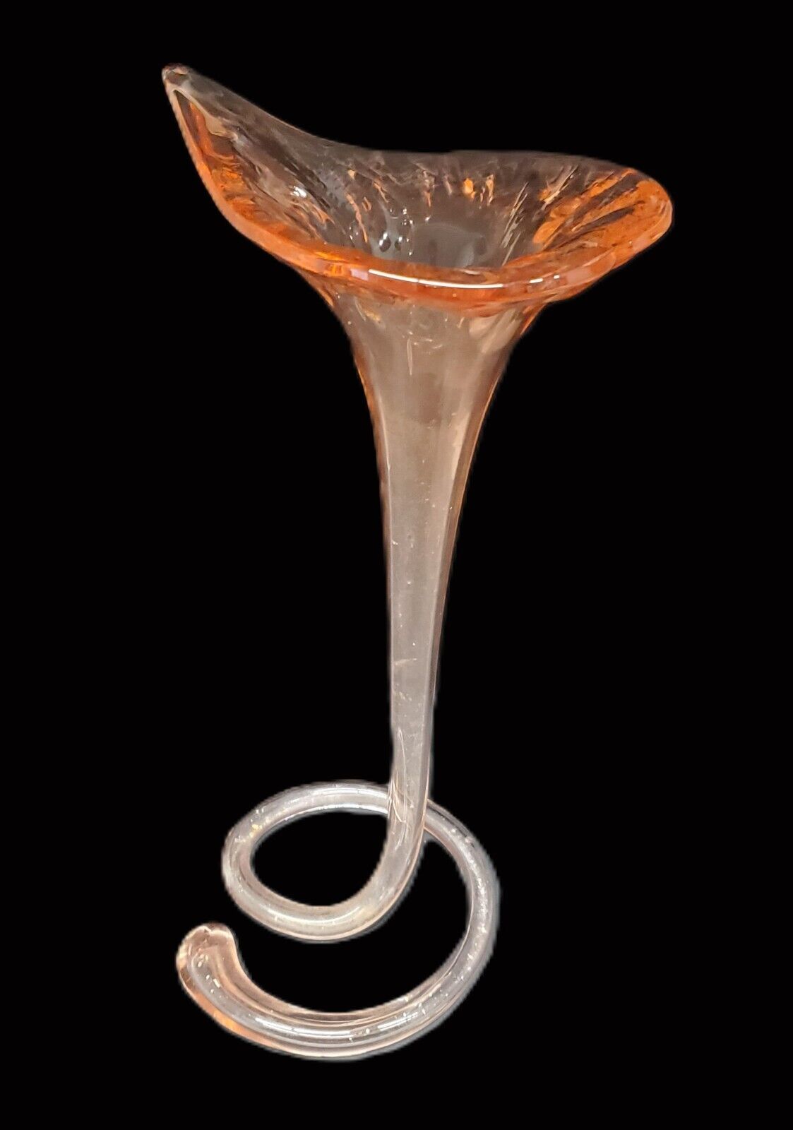 Vintage Pink Trumpet Hand Blown Glass Bud Vase 12”