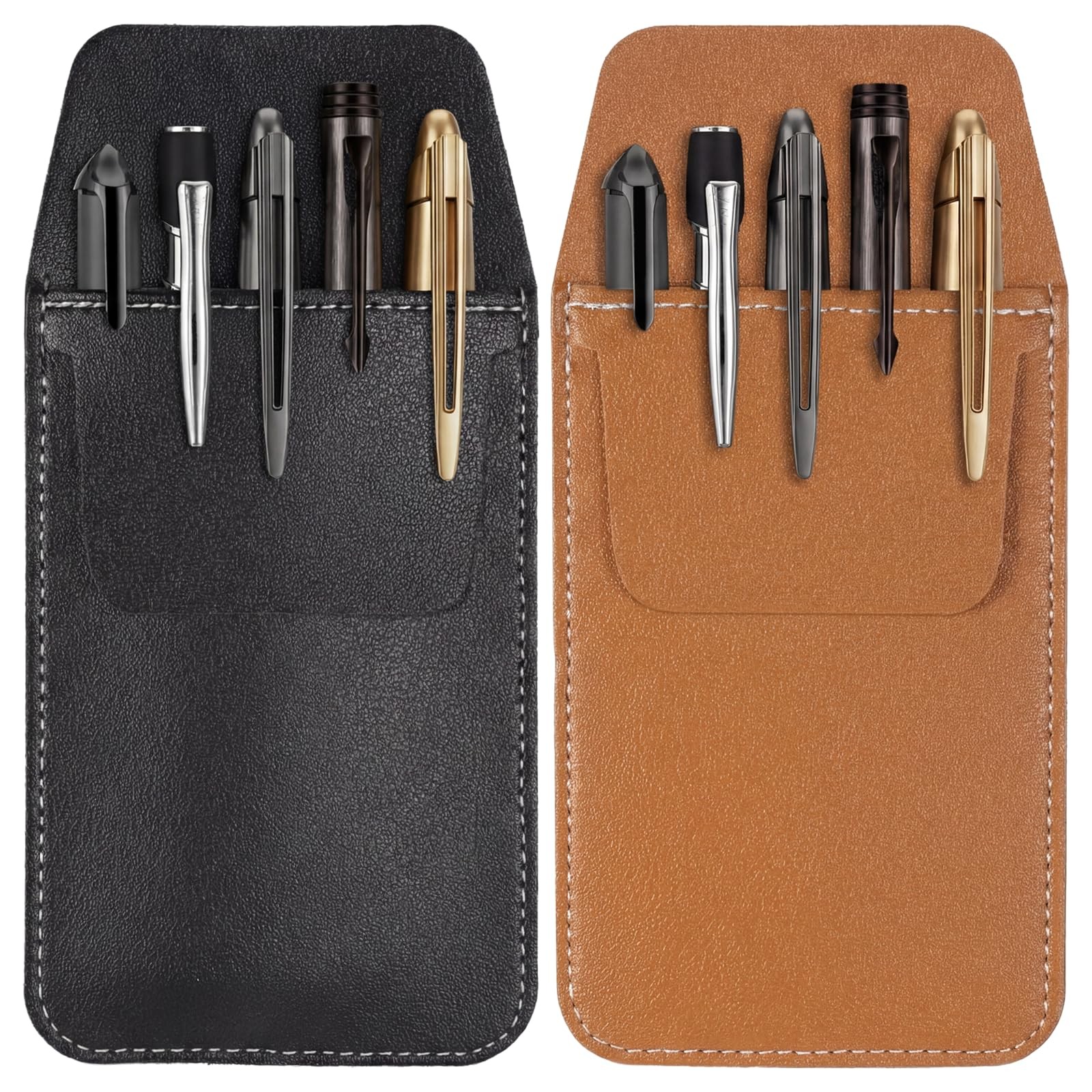 2 PCS Pocket Protector, PU Leather Pockets Pen Holder Organizer Pouch Pockets