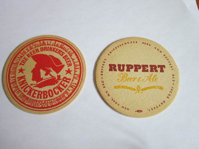 Vtg Ruppert Knickerbocker Beer Collectible Coasters LOT of 2 Drinkers Beer Jacob