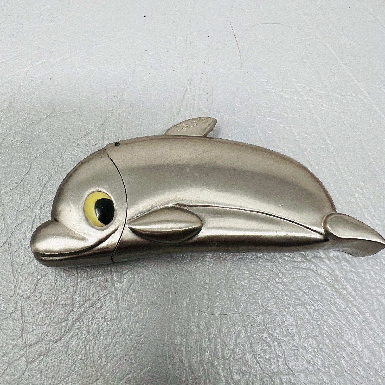Vintage Bahamas Dolphin Lighter Silver Tone Metal Bahamas Travel Souvenir
