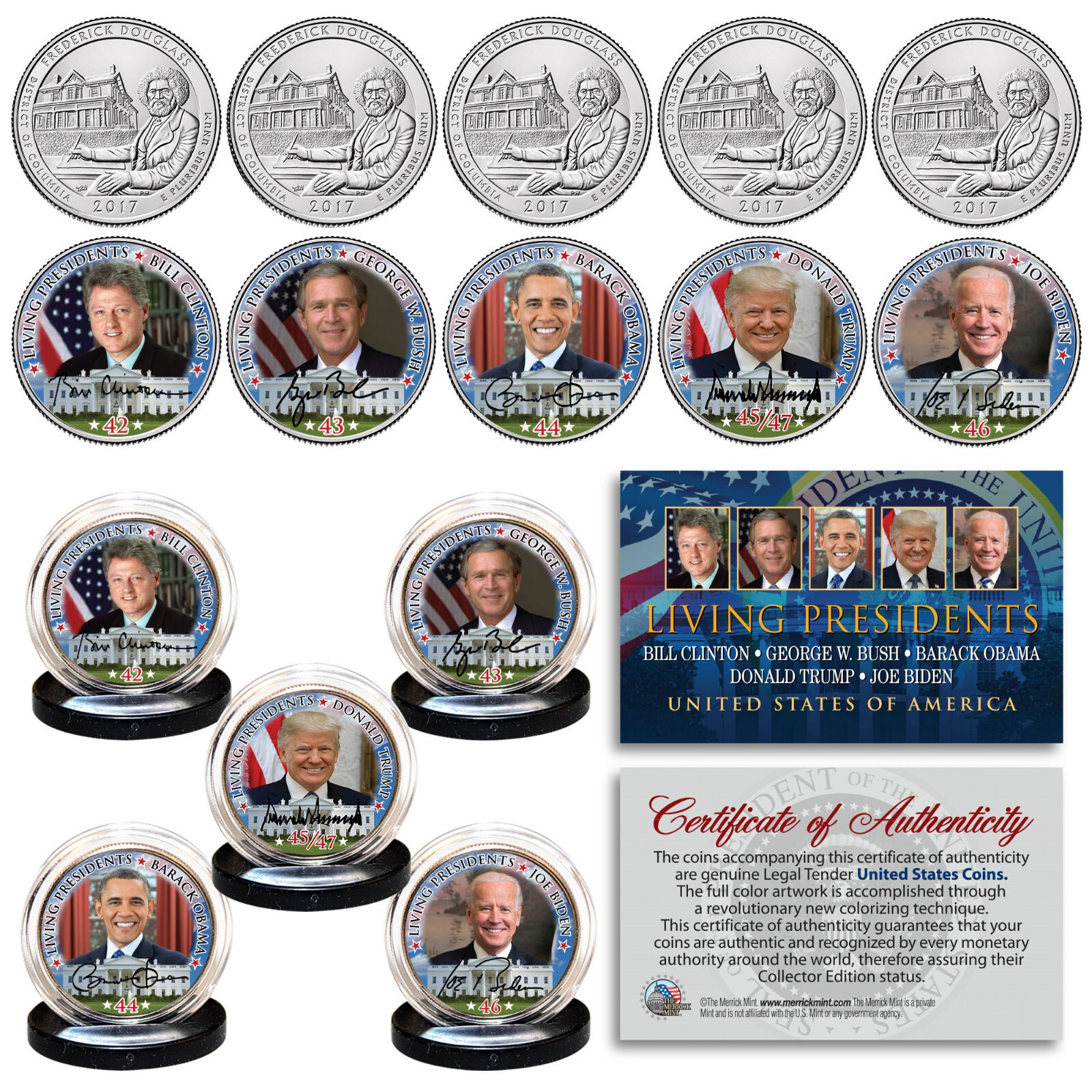 2025 LIVING PRESIDENTS Signature Series U.S. Washington DC Quarters 5-Coin Set