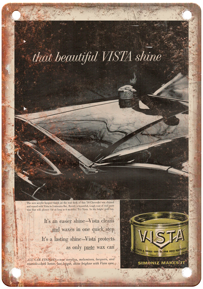1959 Vintage Vista Auto Ad Retro Look Reproduction Metal Sign A13666