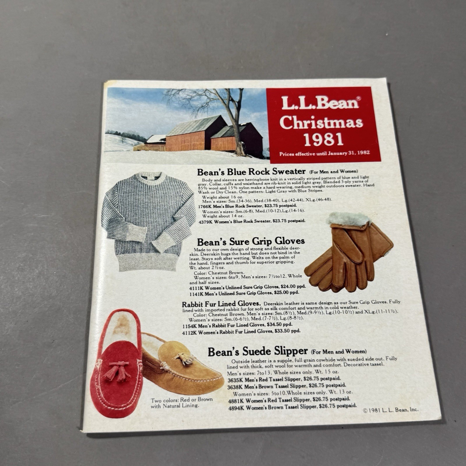 L.L. Bean Christmas Catalog 1981 Holiday Clothing Boots Sweaters LL Bean 80s