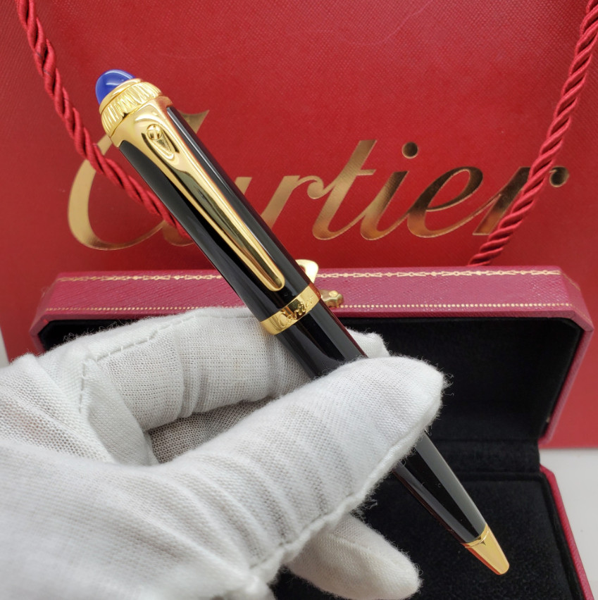 Cartier Black Gold Ballpoint Pen VIP Rare Edition Luxury Writing Gift - New Box