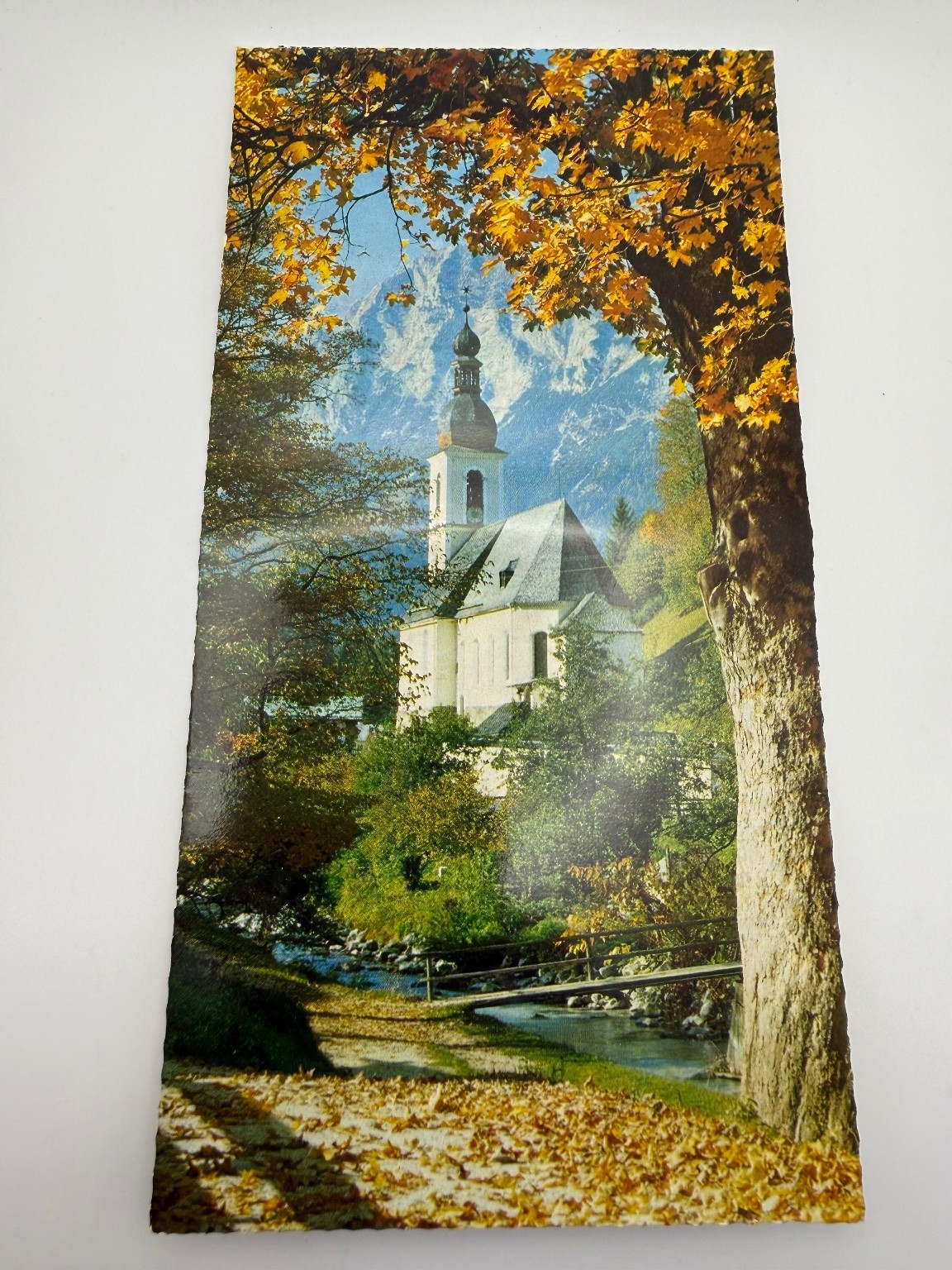Vintage Ramsau Berchtesgaden Church Postcard Korsch Verlag Autumn Alps Germany