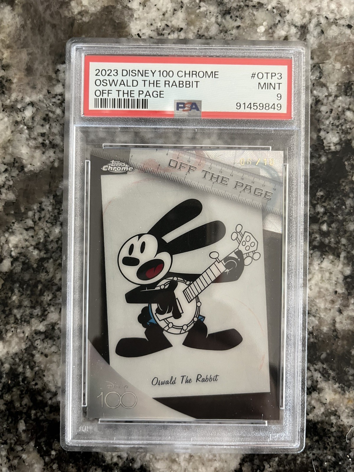 2023 Topps Chrome Disney 100 Oswald The Rabbit PSA 9 /10 Black Kaleidoscope 