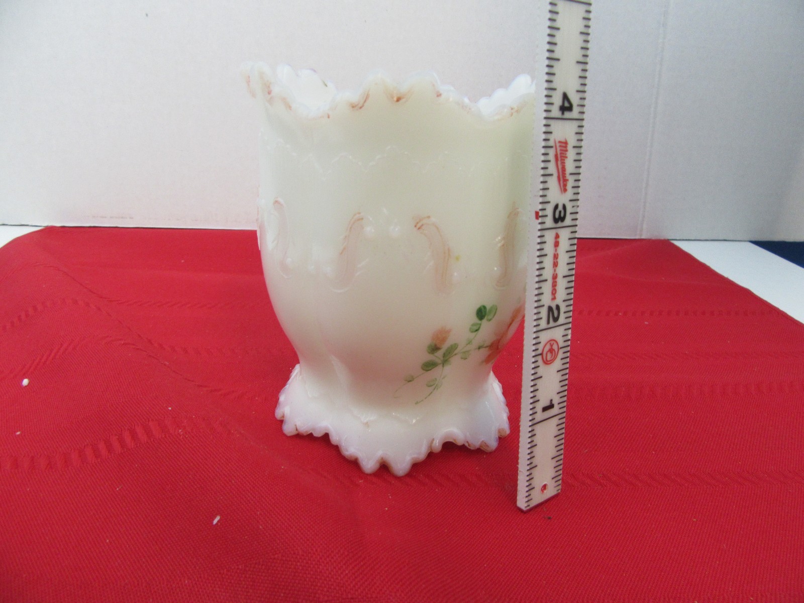 250.  Vintage Antique Dithridge Versailles Pressed Milk Glass Spoon Holder #195
