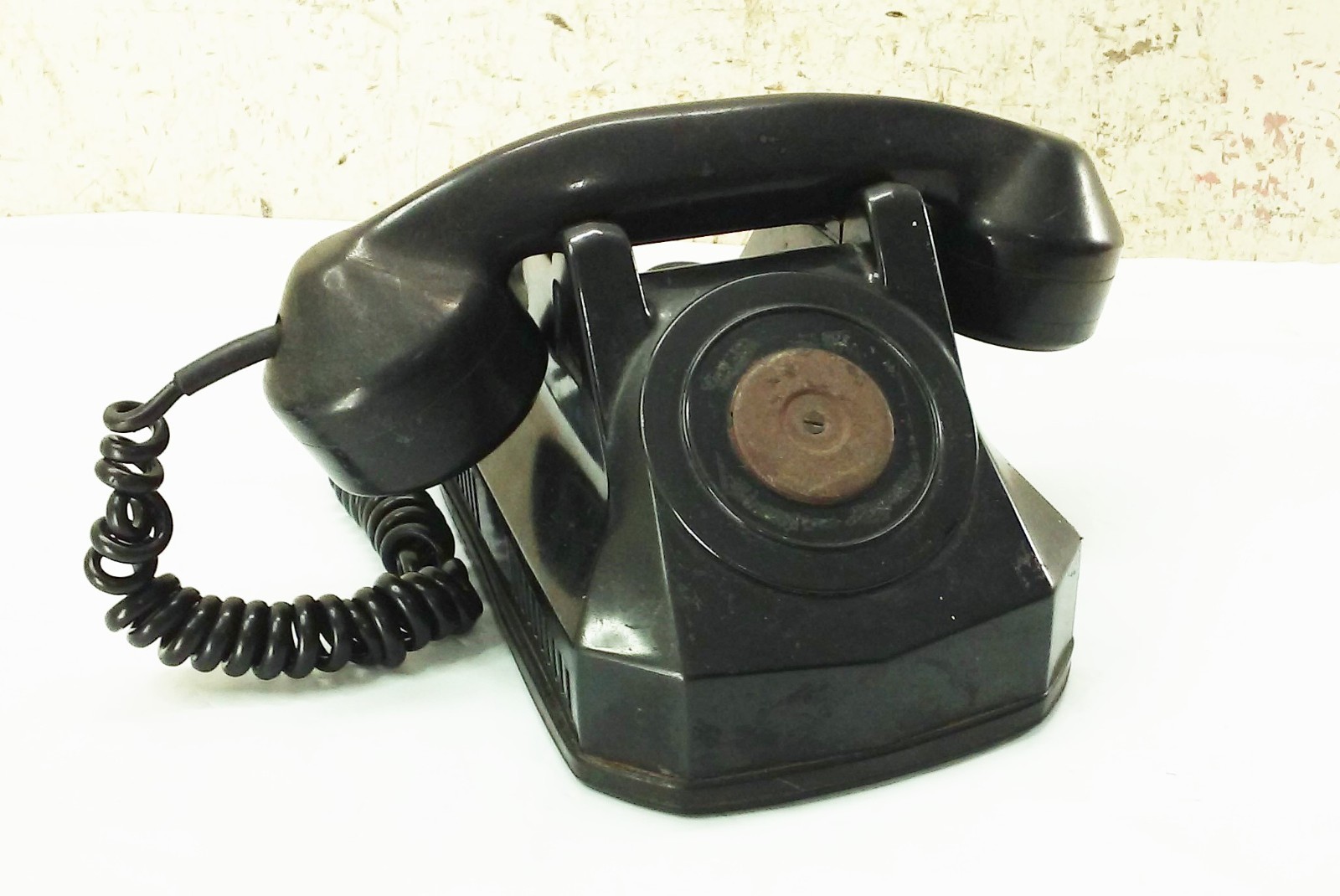 Vtg antique black desk telephone bakelite monophone Dictograph 1930s 1940s