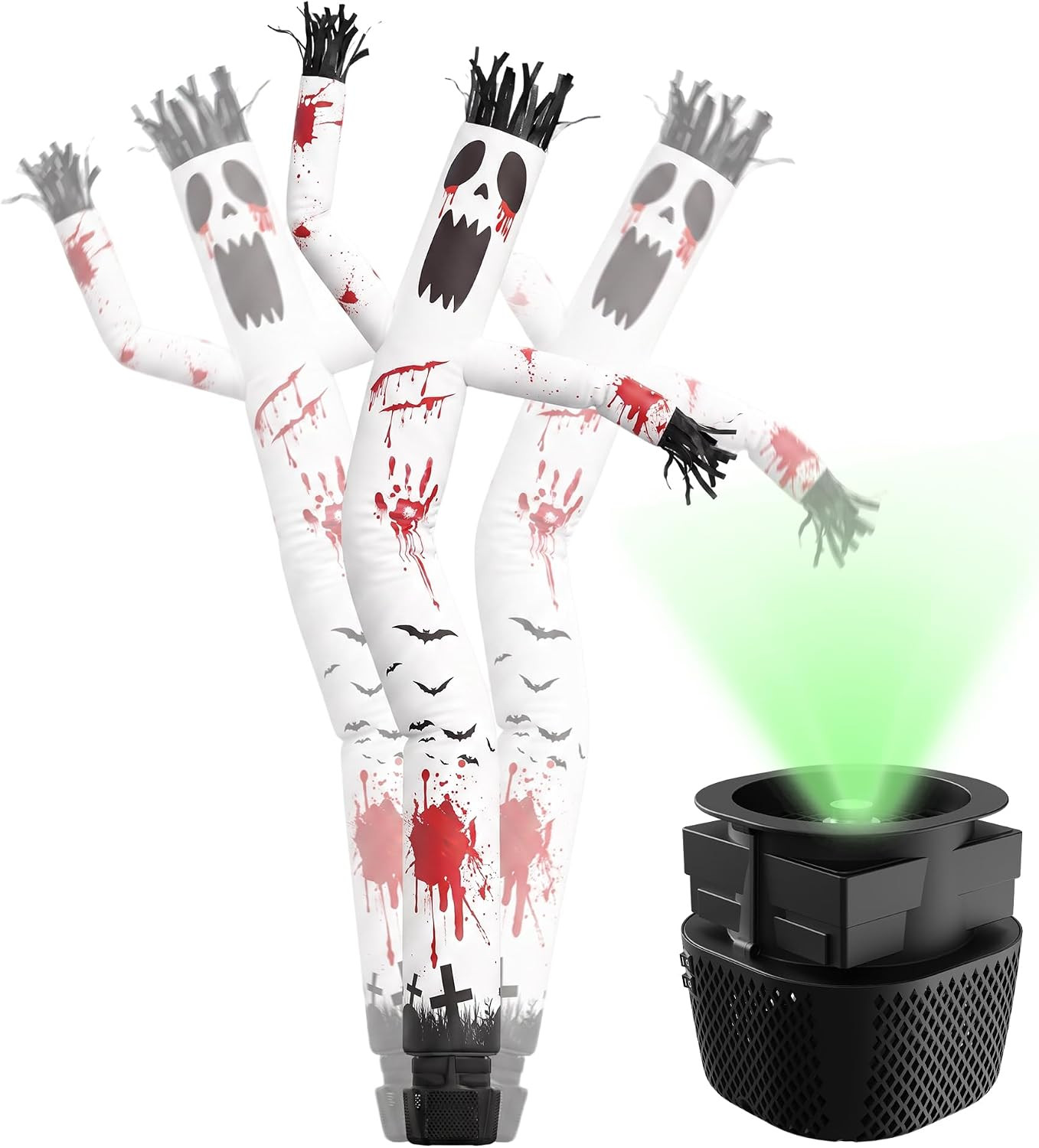 6 Ft Halloween Inflatable Ghost Tube Man with Blower 45W+Green Spotlight