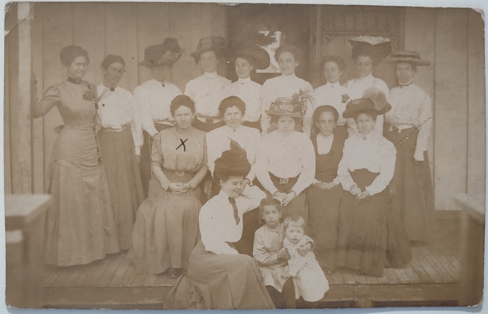Vintage RPPC Real Photo Group Women Postcard Antique Dresses Hats