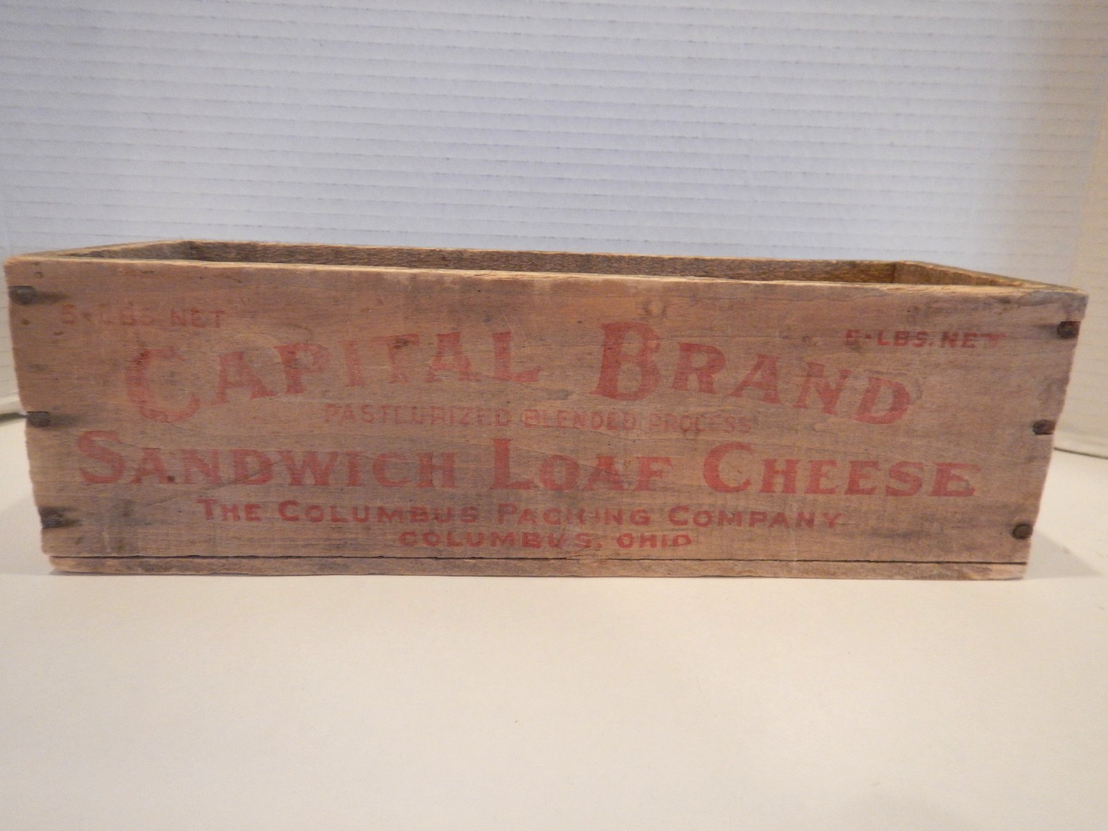 Vintage Wood Capital Brand Cheese Box Columbus Ohio Sandwich Loaf Cheese
