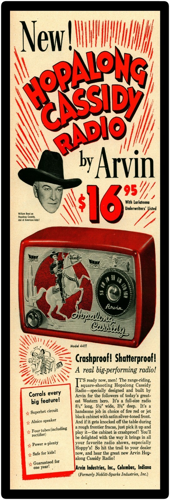 Hopalong Cassidy Arvin Radio Sign, 12