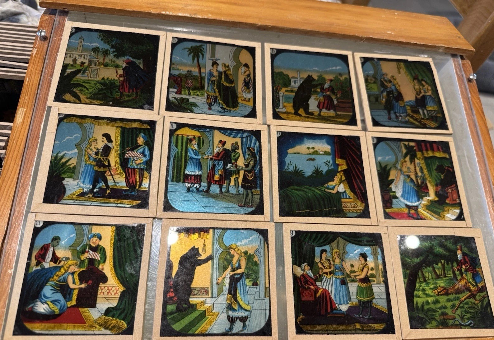 Rare Complete Set 12 Antique Magic Lantern Slides Beauty &the Beast Cinderella Rare Complete Set 12 Antique Magic Lantern Slides Beauty &the Beast Cinderella