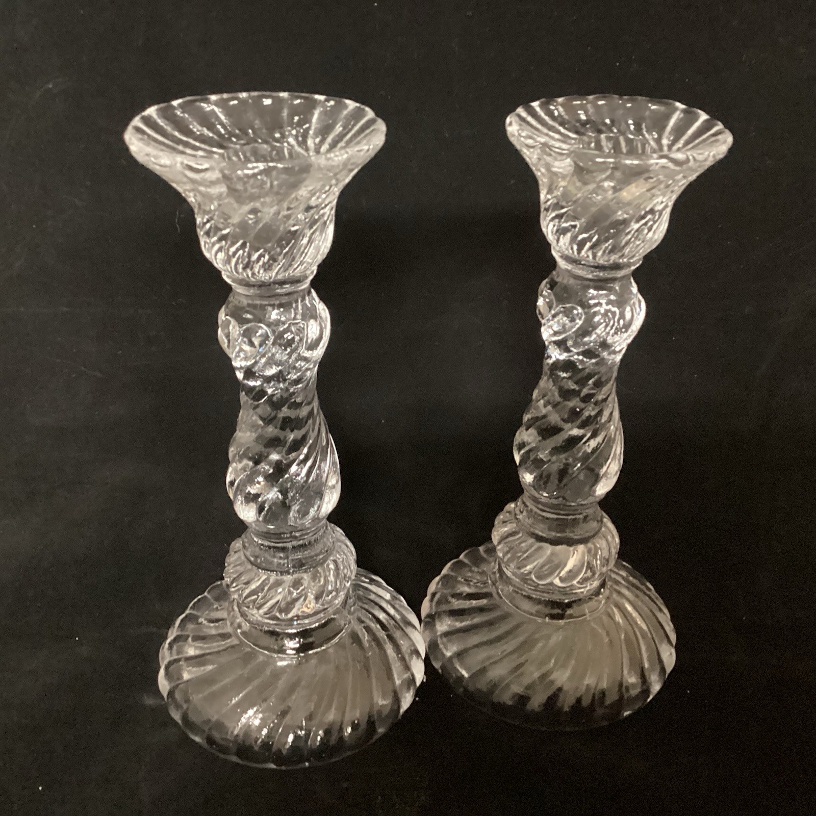 VTG Clear Glass Candlestick Holder Whitehall Colony Reversible Taber Or Piller