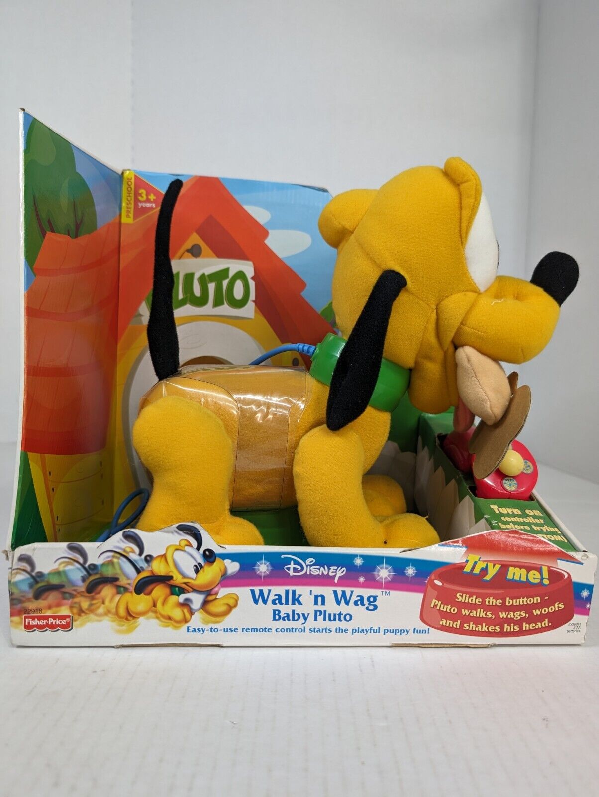 Vintage Disney Fisher Price Walk \'n Wag Baby Pluto Plush ~ New In Original Box