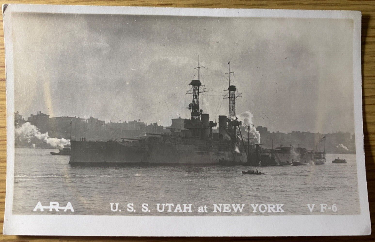 1918 WWI U.S. NAVY RPPC - U.S.S. UTAH AT NY antique real photo postcard ARA VF-6 1918 WWI U.S. NAVY RPPC - U.S.S. UTAH AT NY antique real photo postcard ARA VF-6