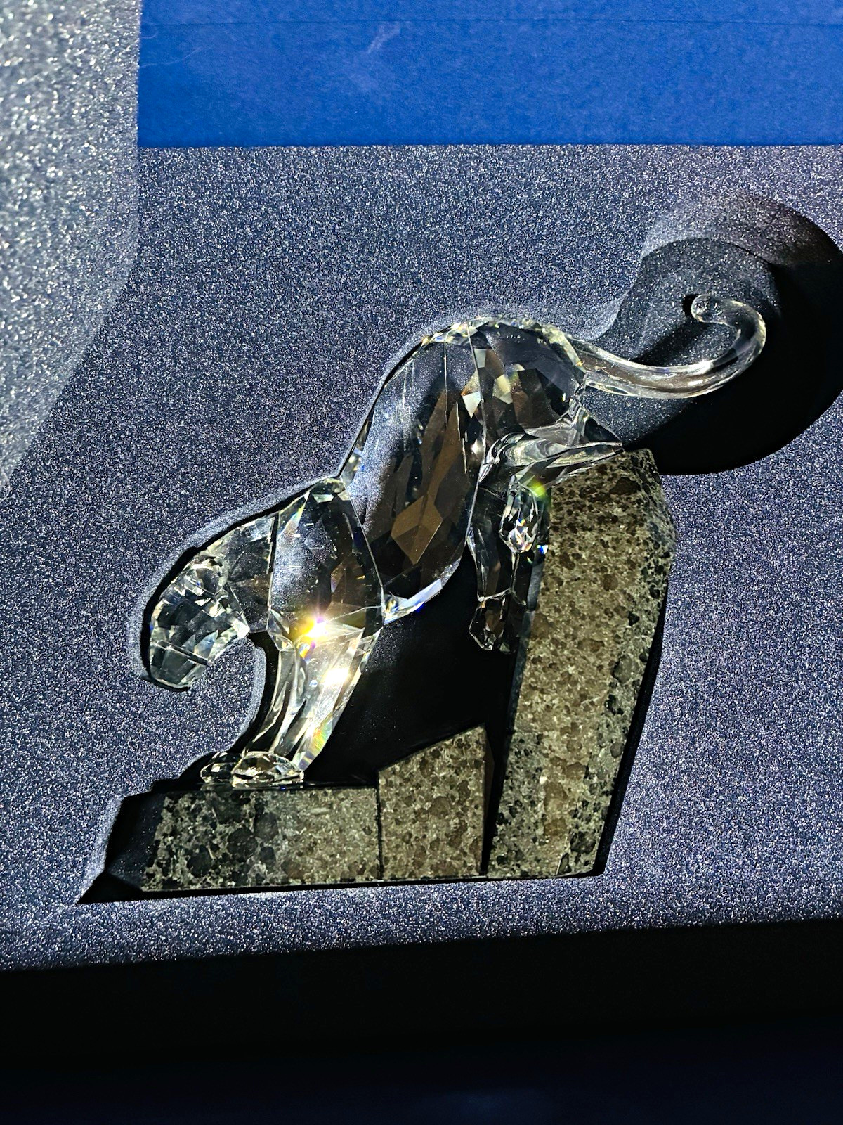 Swarovski Clear Crystal Panther Figurine on Black Base. Complete with COA