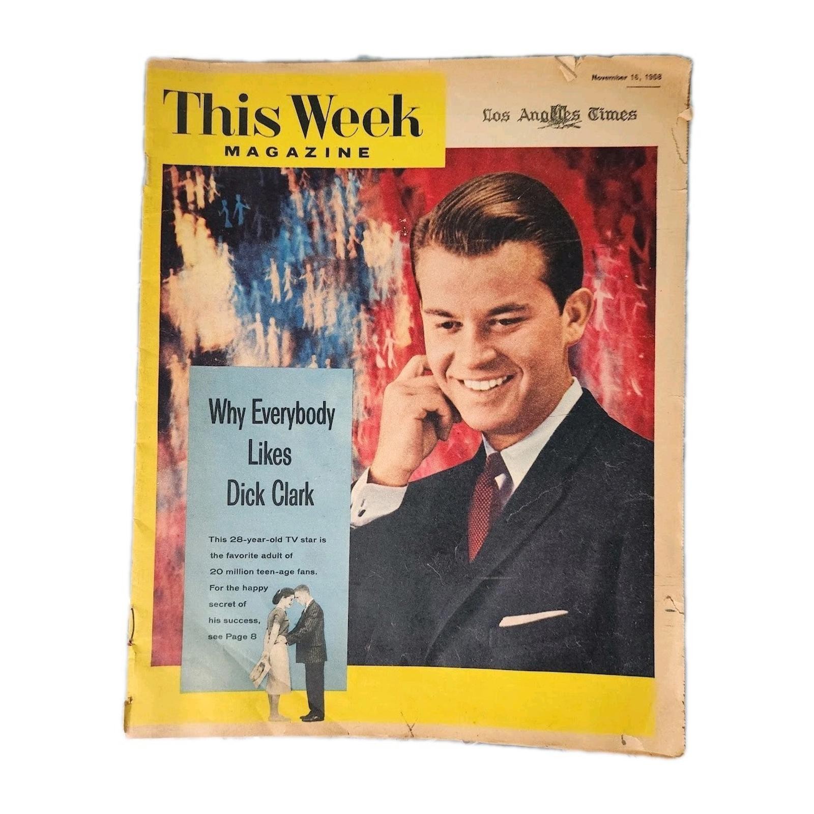 This Week Magazine November 16 1958 Dick Clark American Bandstand ABC Disc Jock