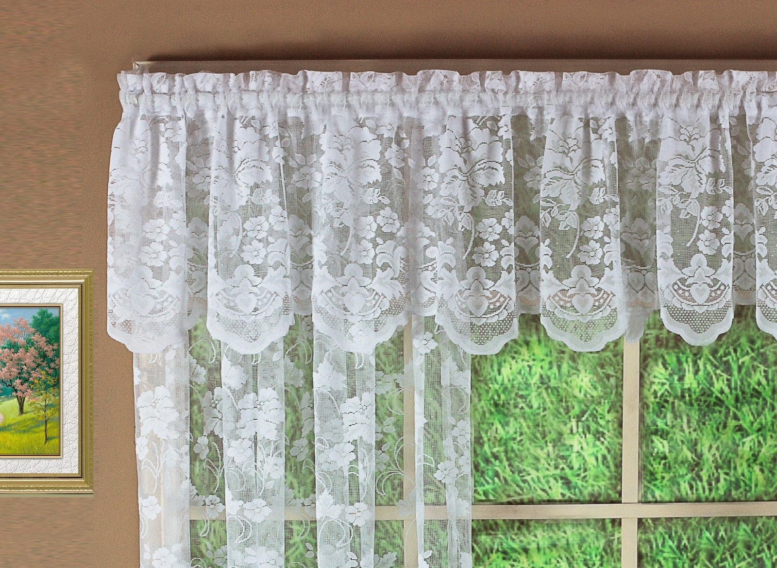 Today's Curtain Floral Vine Lace Tailored Valance 18