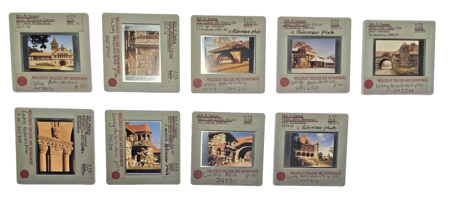 Lot of 9 Vintage 35mm Slides - North Easton MA, H.H. Richardson, Ames Memorial