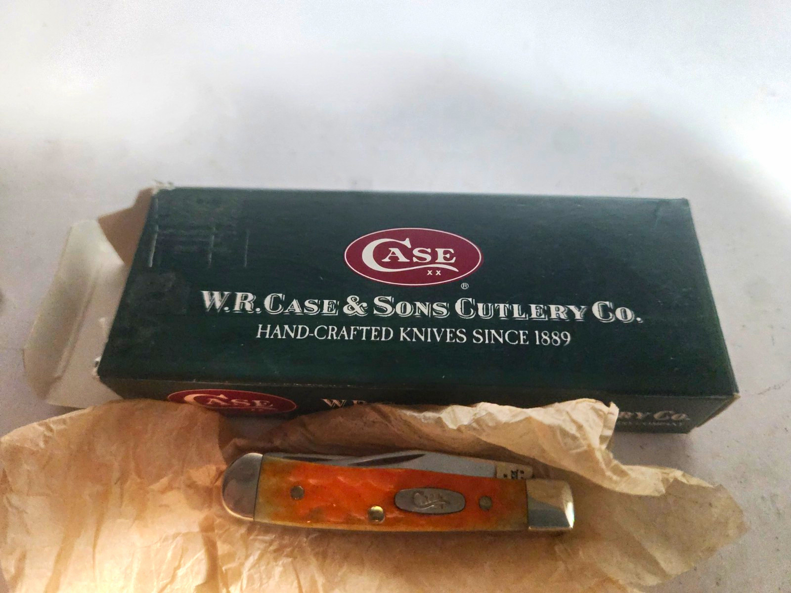 W.R. Case & Sons Case XX Orange Bone SS Slipjoint 2-Blade Clip/Pen Box