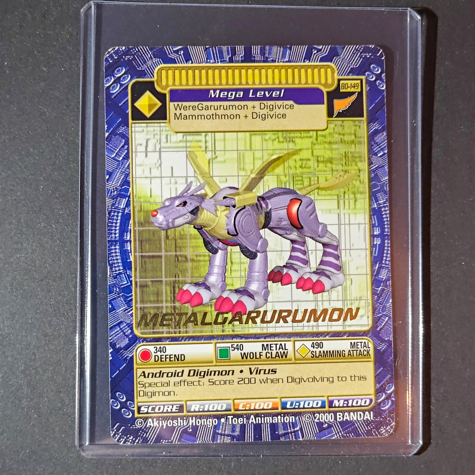 Bandai Digimon Digital Monsters MetalGarurumon BO-149 Mega Level Card Holo Name