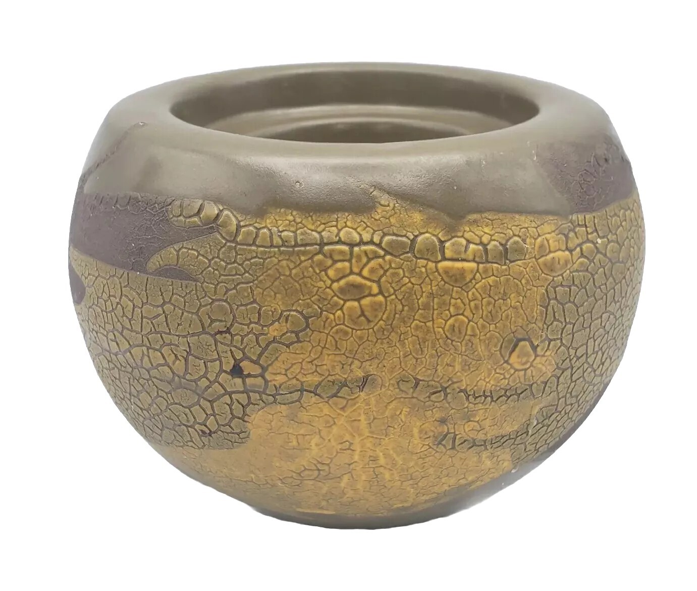 HAEGER Earth Wrap Pottery Orb MCM Candle Holder Original Sticker Htf Form Vtg