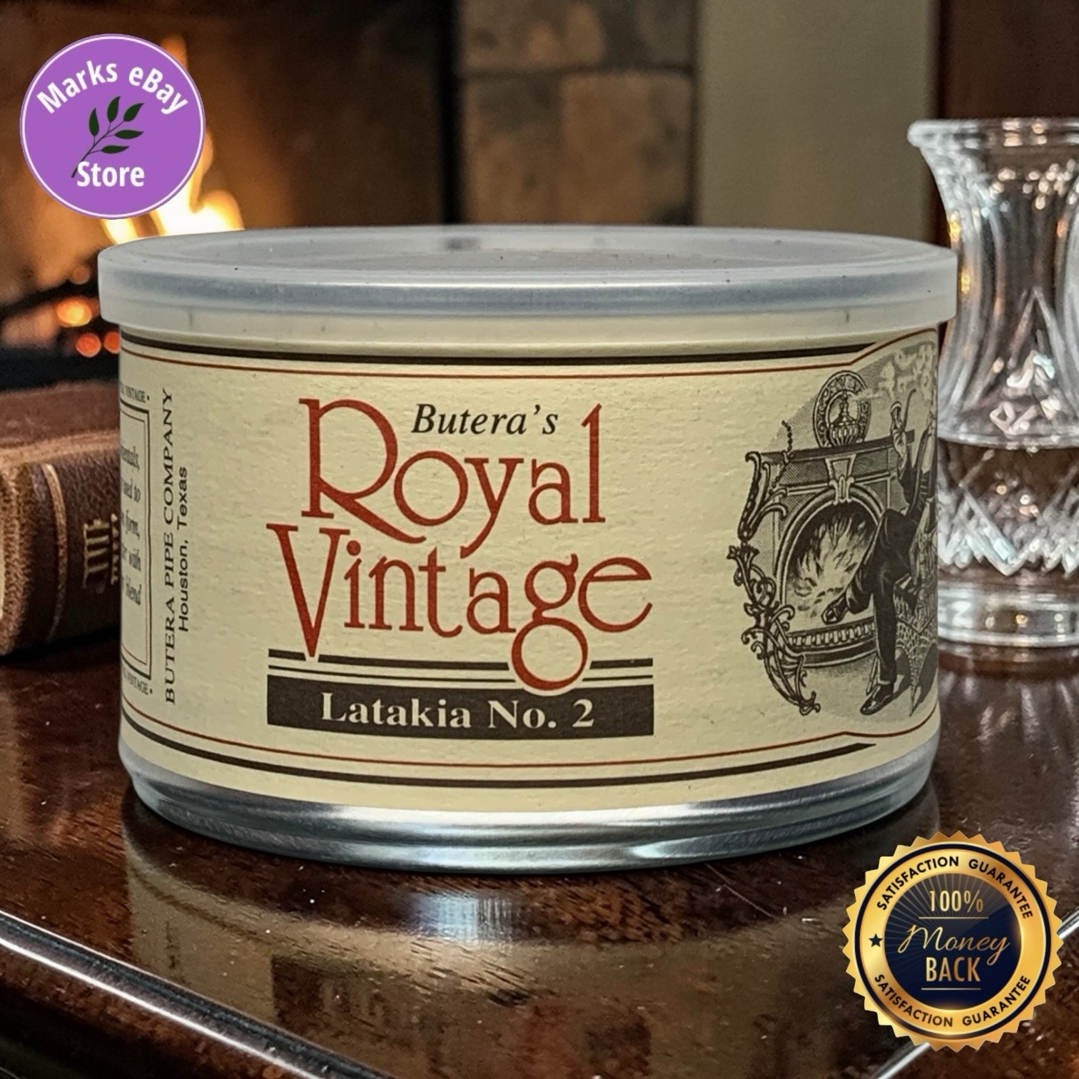 Butera\'s Royal Vintage Latakia No. 2 2oz Empty Pipe Tobacco Tin Collectible