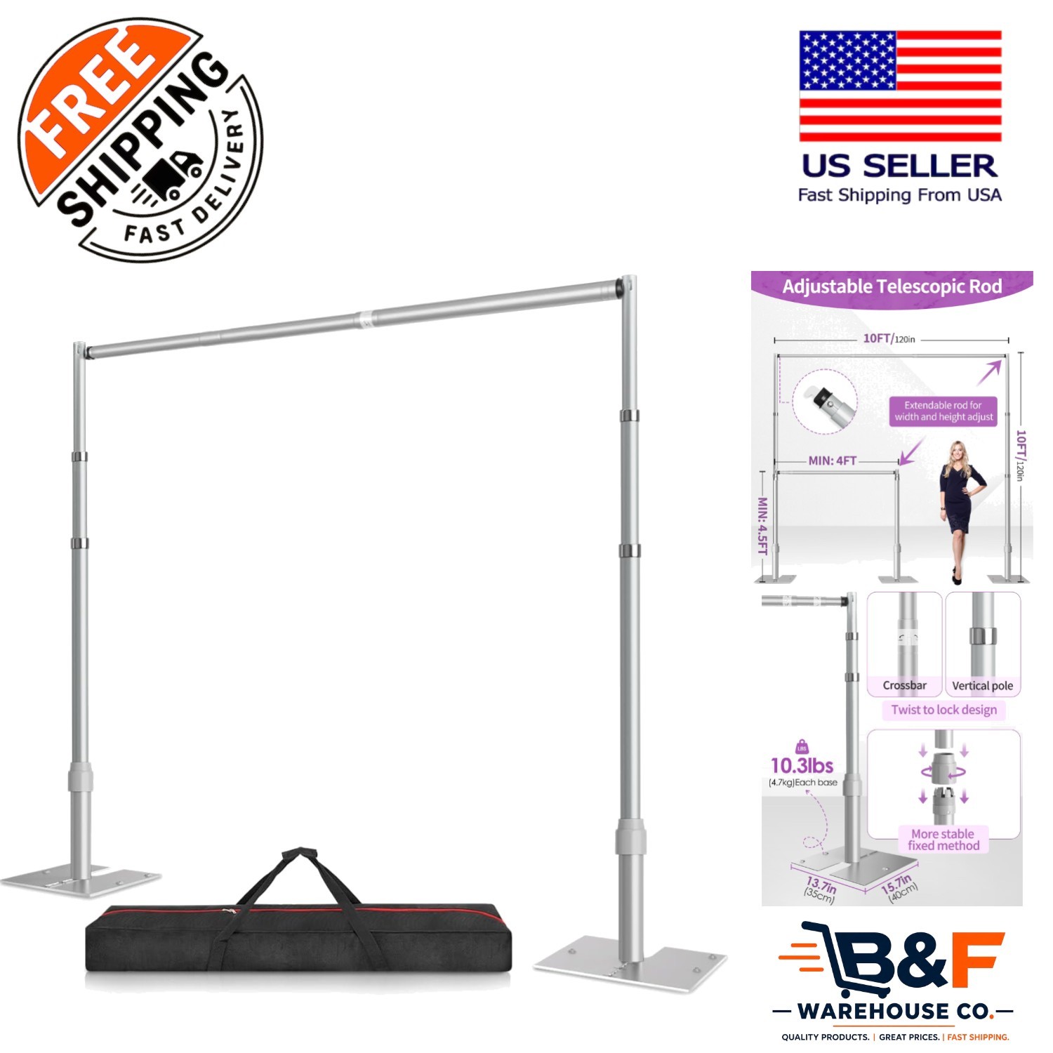 10x10ft Pipe and Drape Stand with Flat Base - Ideal for Events 10x10ft Pipe and Drape Stand with Flat Base - Ideal for Events
