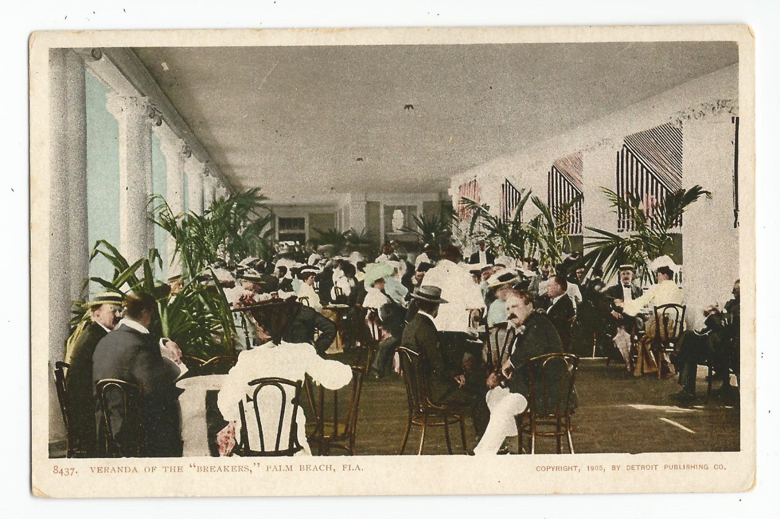 Postcard: Breakers Veranda, Palm Beach, Florida - pre-1907; notice the hats