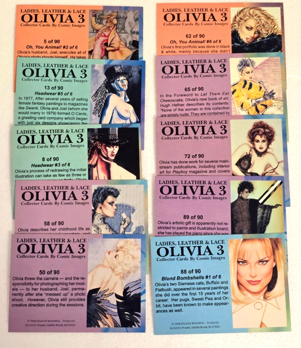 1994 OLIVIA 3: LADIES, LEATHER & LACE (Lot of 10 Collector Cards)by Comic Images 1994 OLIVIA 3: LADIES, LEATHER & LACE (Lot of 10 Collector Cards)by Comic Images