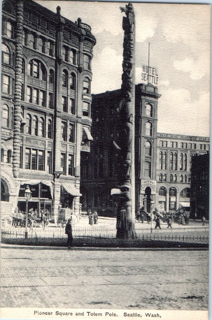 Vintage Postcard 1907-1915 Pioneer Square & Totem Pole, Seattle Washington (WA)