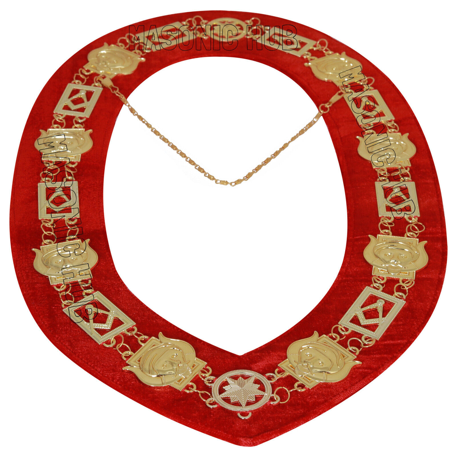MASONIC GROTTO CHAIN COLLAR WITH RED BACKING
