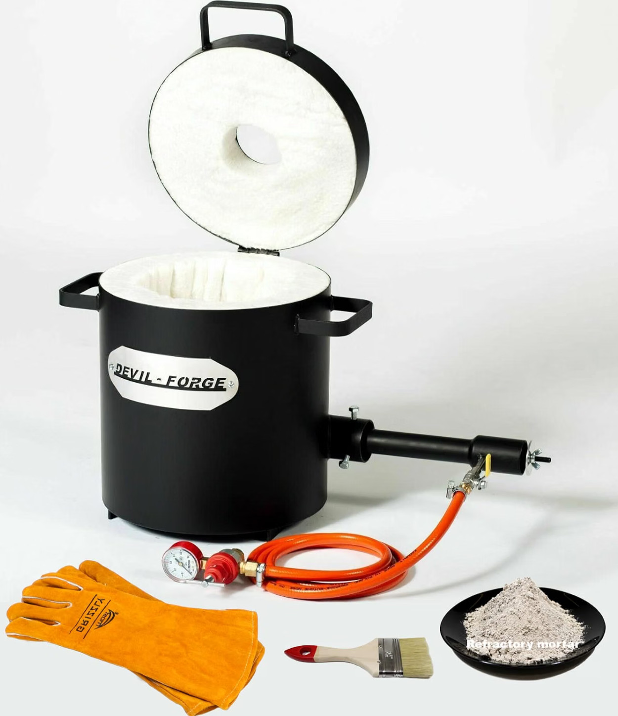 DEVIL-FORGE Gas Metal Melting Furnace FB2Mb - 10Kg Propane Forge, 1 DFC Burner 