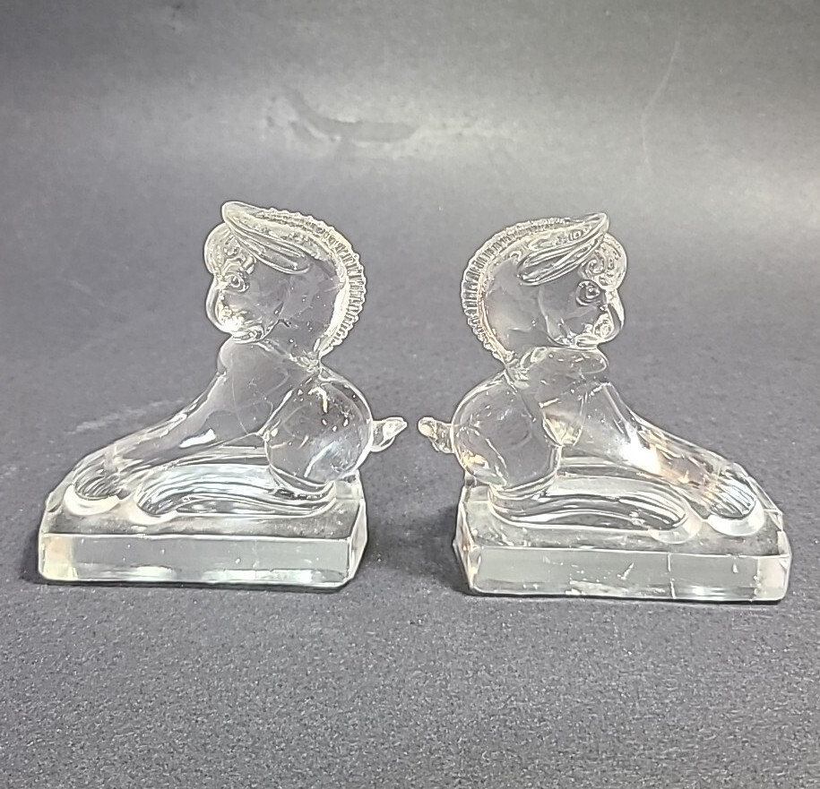 Vtg Heisey Balking Colt Figurines Clear Imperial Glass Horses Set Of 2 READ Vtg Heisey Balking Colt Figurines Clear Imperial Glass Horses Set Of 2 READ