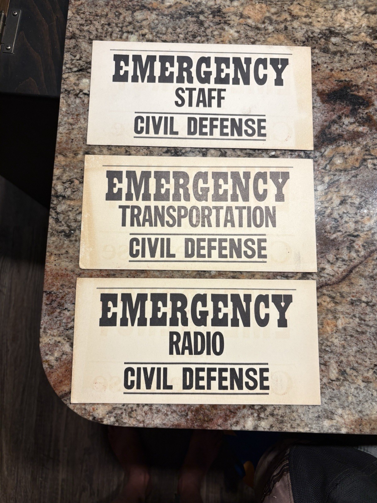 Cold War era Civil Defense Emergency Signs/Placards Lot of 3 