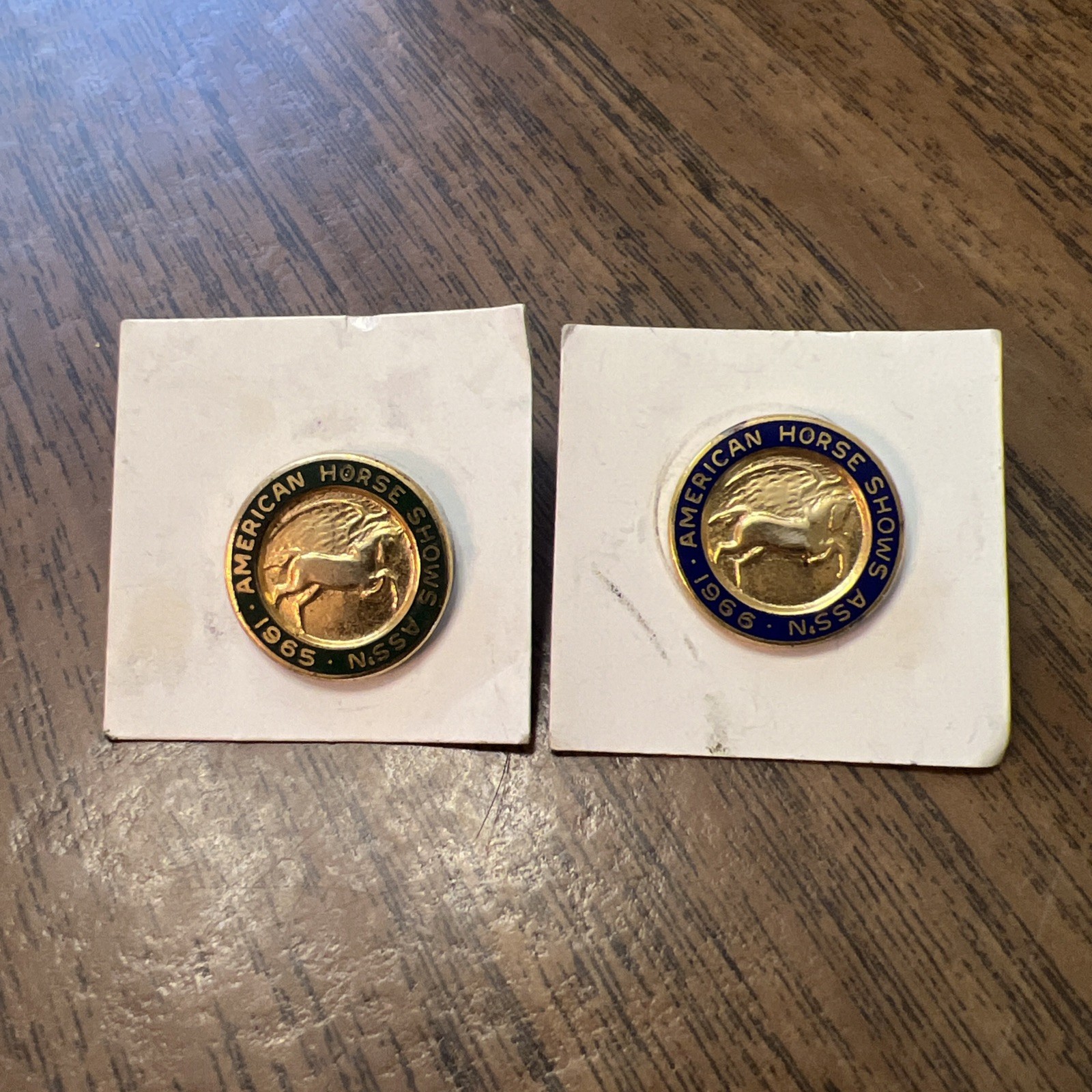 Two Vintage American Horse Shows Association Lapel Pins Years 1965 and 1966