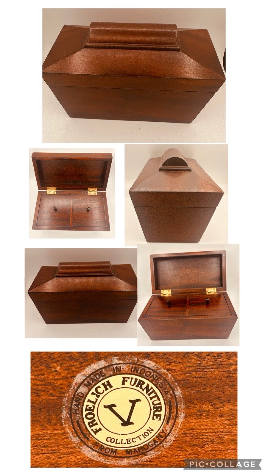 Vintage Froelich Furniture Collection Sarcophagus Regency English Tea Box Caddy