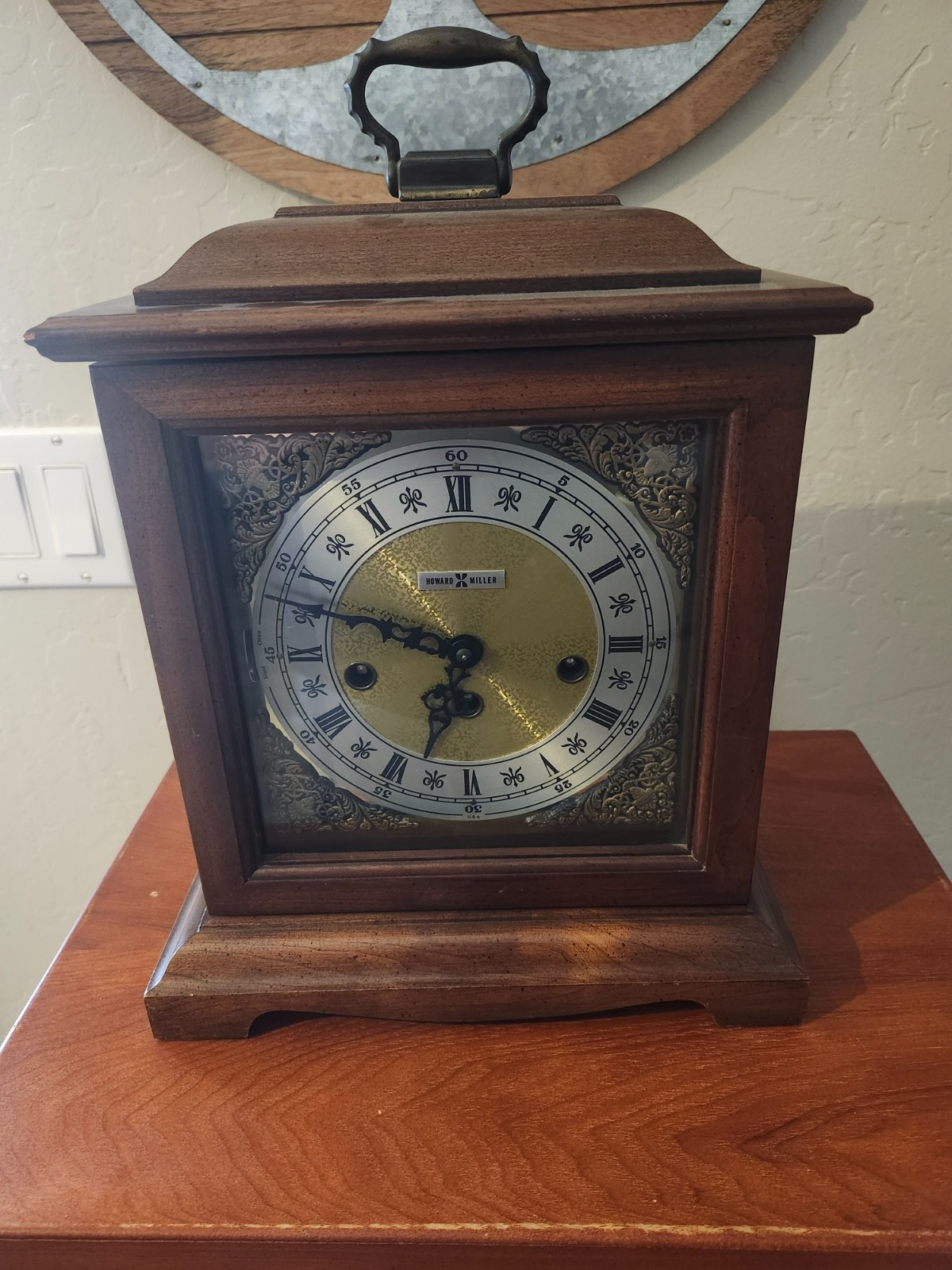 Vintage Howard Miller Mantel Clock West Germany 340-020 Chimes w/ Key